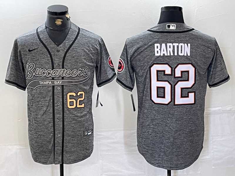 Men%27s Tampa Bay Buccaneers #62 Graham Barton Grey Gridiron With Patch Cool Base Stitched Baseball Jerseys->tampa bay buccaneers->NFL Jersey